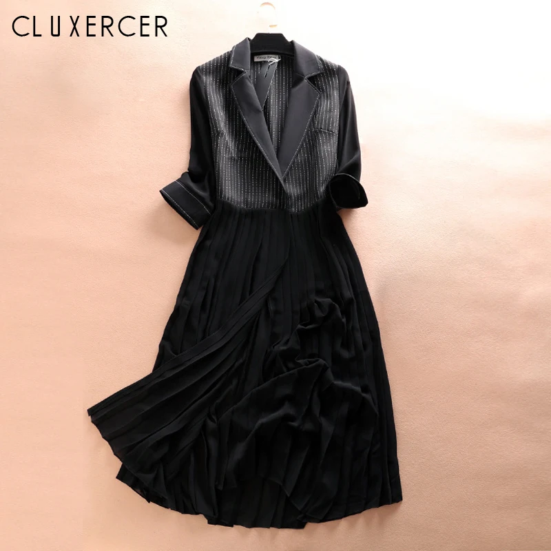 

2019 New Spring Summer Blazer Feminino Elegant Striped Chiffon Stitching Women Blazer Plus Size Casual Black Long Ladies Blazers