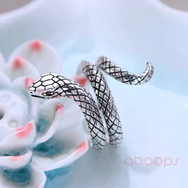 Punk Sterling Silver Snake Ring for Men Women Size 6.5 7 8 9 9.5 Free Shipping Fashion Jewelry