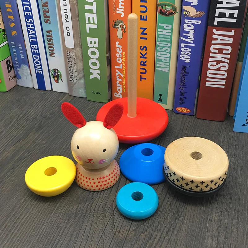 JaheerToy деревянные детские игрушки для детей прекрасный кролик суперпозиция вложенная игрушка Классификация цвета Монтессори Образовательные