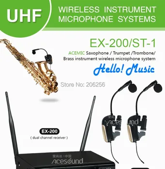 

True diversity Dual Channel Professional saxophone wireless microphone EX-200/ST-1 IR sync 80M operating range
