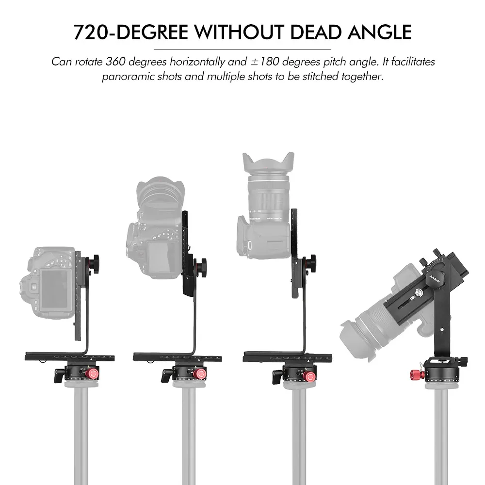 Andoer 720 градусов панорамная головка 360 градусов вращатель+ 2 пути рельса слайдер+ L кронштейн комплект для Canon DSLR для фотографов
