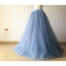 Dusty Blue Tulle Skirt Floor Length Tutu Adult Women Long Skirt Vintage Bridesmaid Tutu Bridal Skirt for Wedding Any Color Free