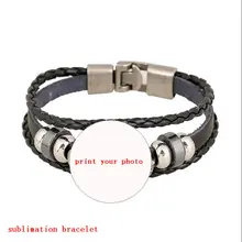 Браслеты из натуральной кожи для сублимации черный плетеный браслет для термопереводной рисунок пользовательские ювелирные изделия оптом 10 шт./лот