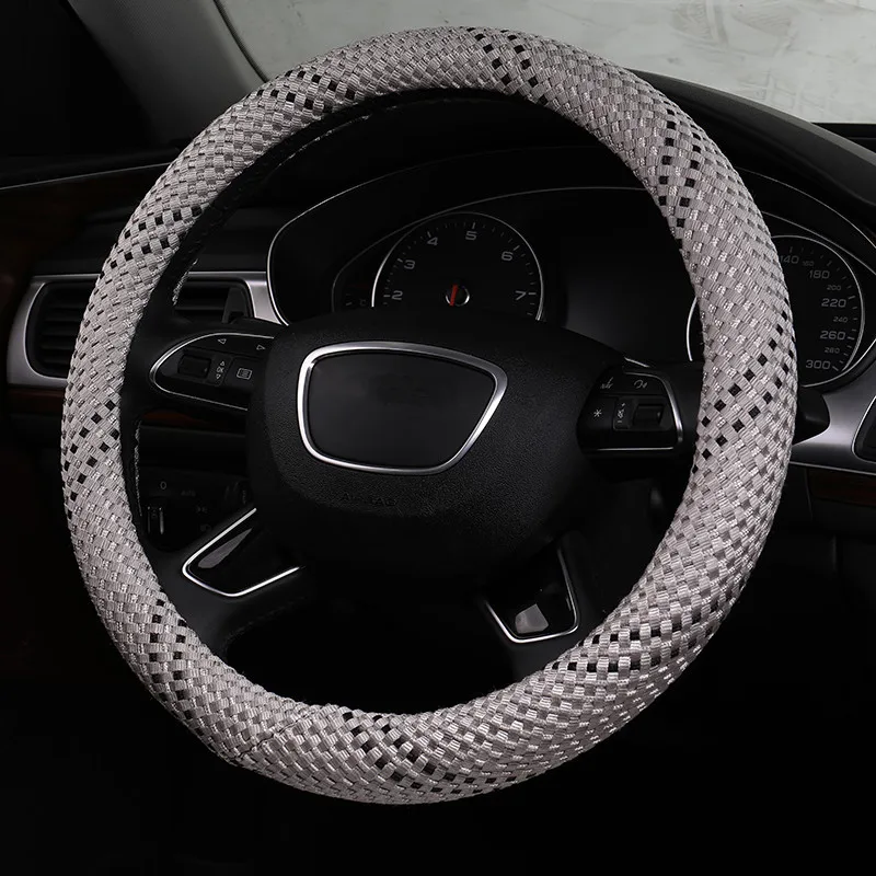 38 см крышка рулевого колеса автомобиля чехол мягкий Противоскользящий шелк льда Авто Руль крышка для hyundai Santana Toyota Nissan Hodan Ford Audi - Название цвета: Серый