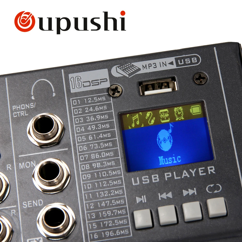 Oupushi Профессиональный 8 канальный цифровой стеллаж для караоке USB KTV Усилитель EQ