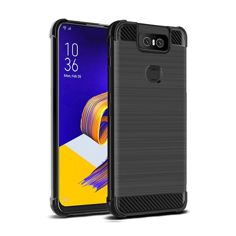buy For Asus Zenfone 6 ZS630KL Case Carbon fiber textured silicone Soft Case For Asus Zenfone 6 ZS630KL Phone Back Cover Case