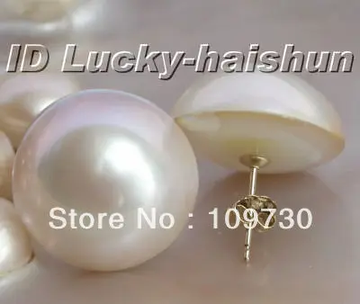 

ry00104 South Sea white Mabe Pearls Earring 14K Solid gold A0422
