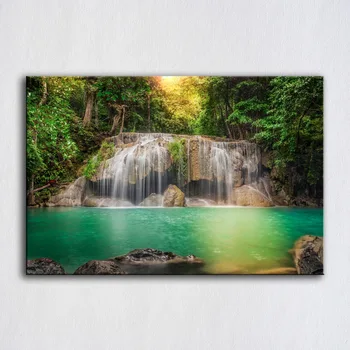 

Embelish High Qulity Canvas Oil Paintings Waterfall Landscape Wall Art Posters Living Room Pictures Home Decor Framed Artworks