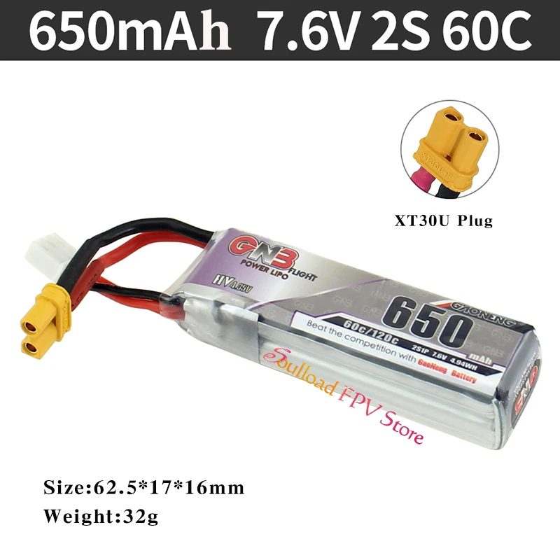 Gaoneng GNB 350/450/520/550/650 мАч 2S HV Lipo Батарея XT30 разъем для Beta75X дрона с дистанционным управлением с видом от первого лица