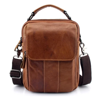 

Genuine Cow Leather Messenger Bag Men Handbag Chest Crossbody bag Shoulder Bag Tote handbag Business Small Male Bolsas Sac Brown