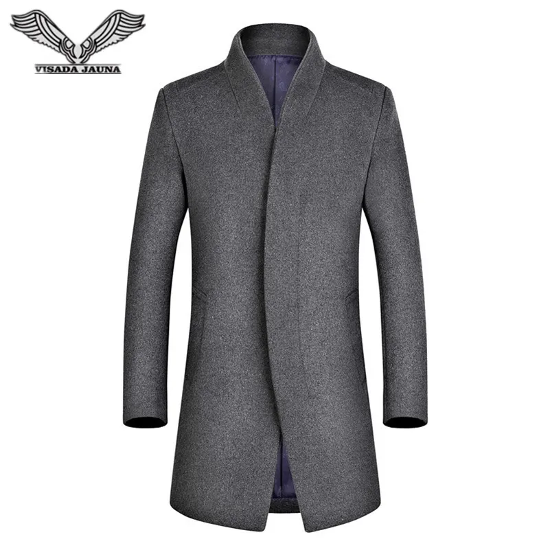 VISADA JAUNA 2017 Casual Men Wool Coat Business Homens do Revestimento de Trincheira Slim Fit Longa dos Homens Trench Coat N5822 VISADA JAUNA 2017 Casual Men Wool Coat Business Homens do Revestimento de Trincheira Slim Fit Longa dos Homens Trench Coat N5822