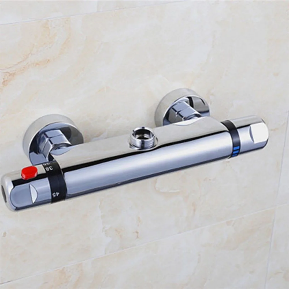Round Modern Copper Thermostatic Bar Faucet Mixer Shower Valve Outlet