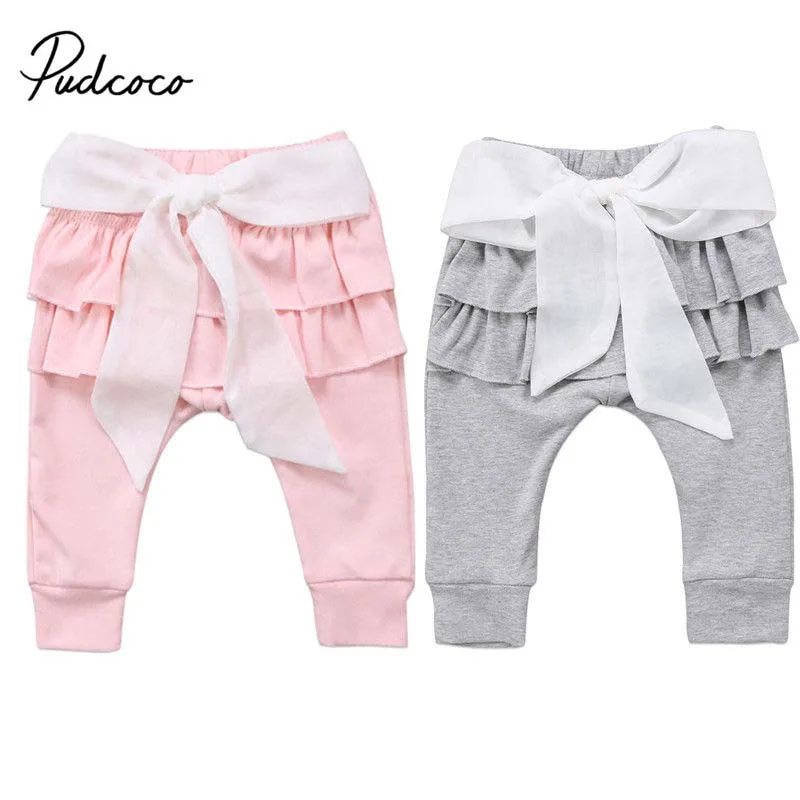 

Pudcoco 2018 Toddler Infant Baby Girls Pants Long Trousers Princess Bowknot Harem Pants Casual Bottoms Cute Cotton Outfits 0-4Y