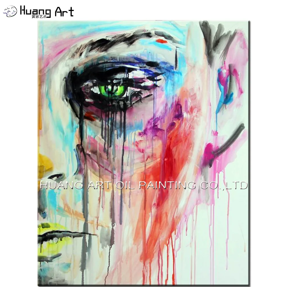 

New Hand-painted Modern Colorful Figure Oil Painting on Canvas for Living Room Decoration Handmade Half Face People Oil Painting