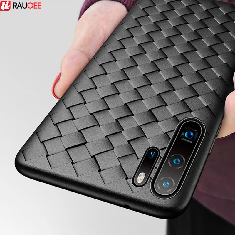 

Raugee Soft Case For Huawei P30 Pro Case Silicone Luxury Grid Back Woven Bumper Cover For Huawei P30 P 30 Pro L ite Lite Case