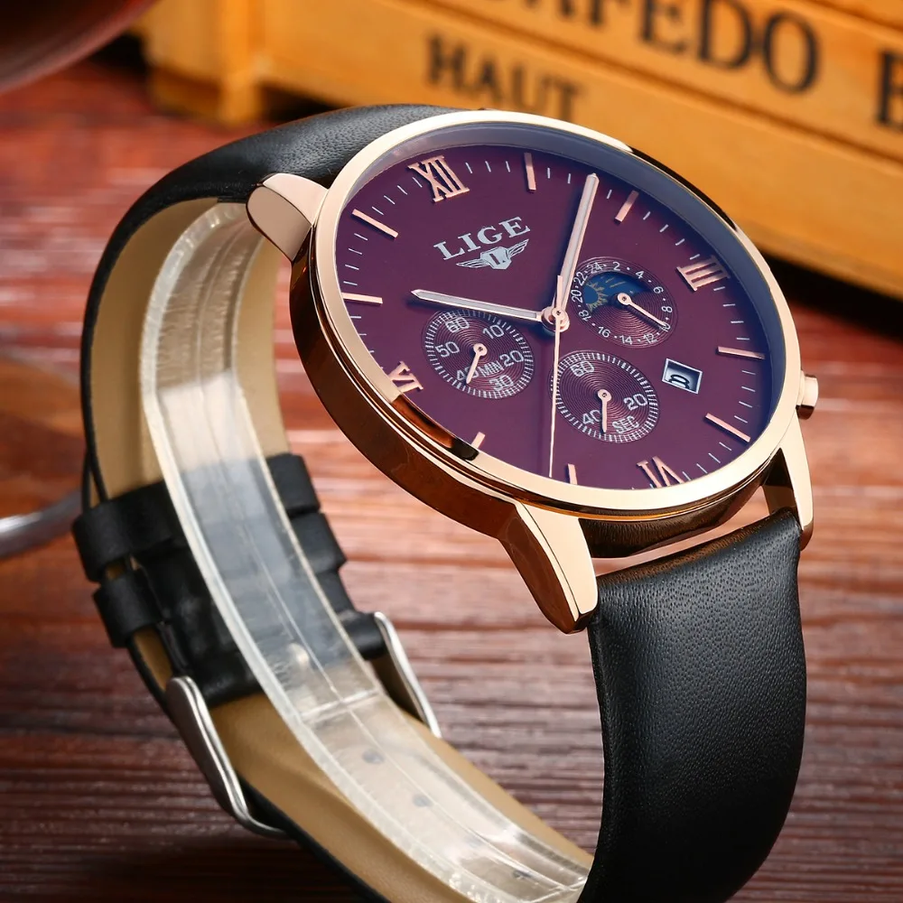 Fashion Men Watches LIGE Top Brand Luxury Mens Military Sports Chrongraph Clock Wristwatch Man Quartz Watch Relogio Masculino
