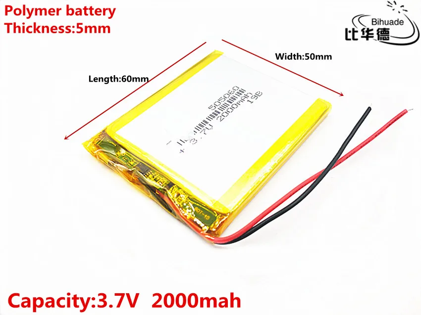 3 7 V 2000mAh 505060 литий полимерный ионный аккумулятор Lipo ячейки для домофона Bluetooth