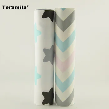 

Teramila Cotton Fabric 2pcs 50*160cm Three Color Stars Design For Textile Patchwork Clothing Fabric Home Decoration