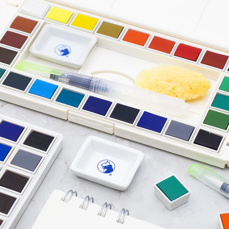 Kaufen Maries 18 24 36 Farben Wasser Feste farbe Malerei Mit WaterBrush Transparent Aquarell Für Zeichnung Acuarelas Kunst liefert