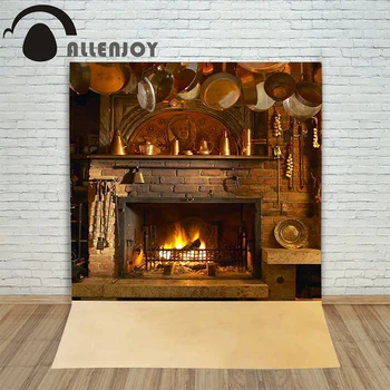 

Christmas background for photos Fireplace rugs retro village backdrop photography photo shoots camera Customize photocall