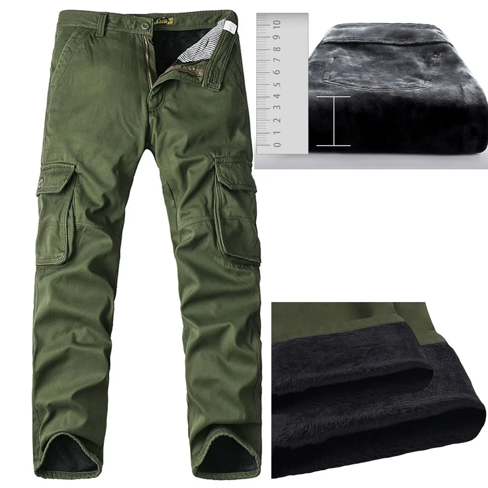 겨울 망 두껍게 하시 더군요 Cargo Pants 양털 Linned Warm Tactical Pants 숨 Pockets