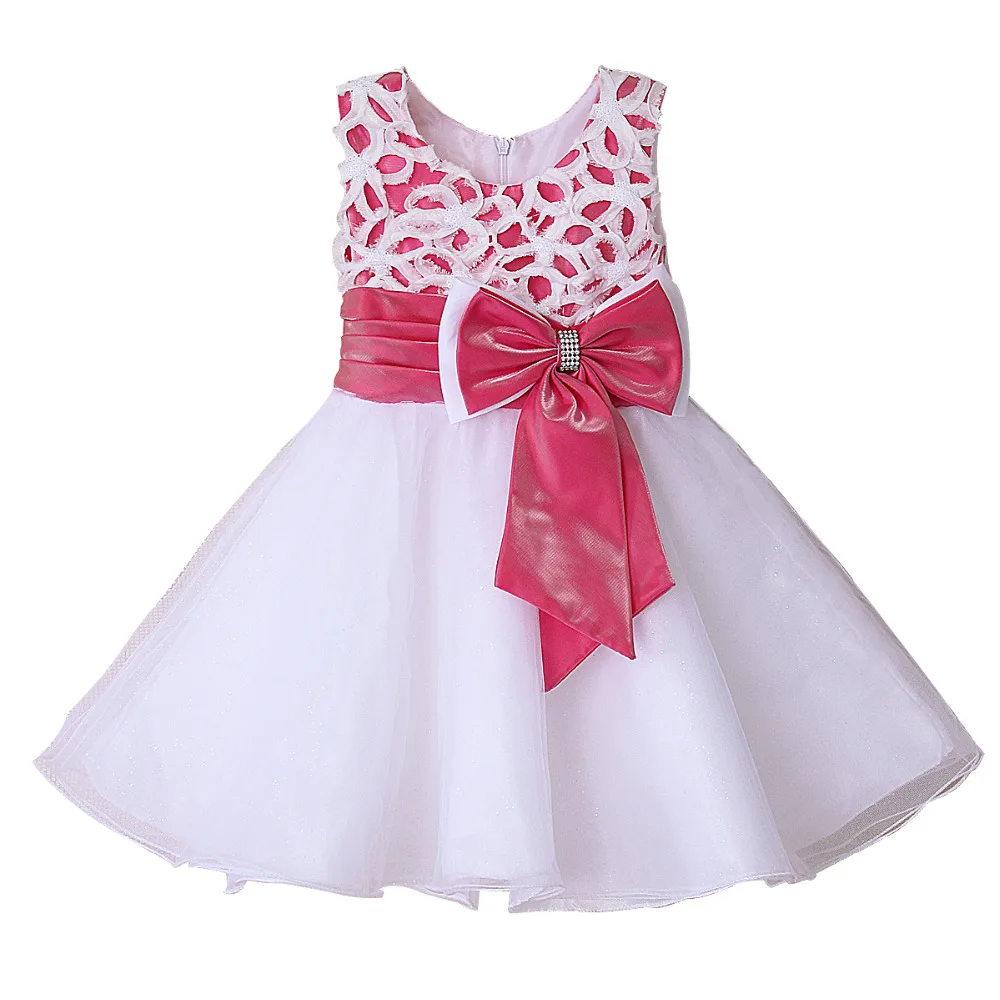Cutestyles Sleevless Hot Pink Flower Girl Dresses White Wedding For Girls Kids Clothing | Детская одежда и обувь