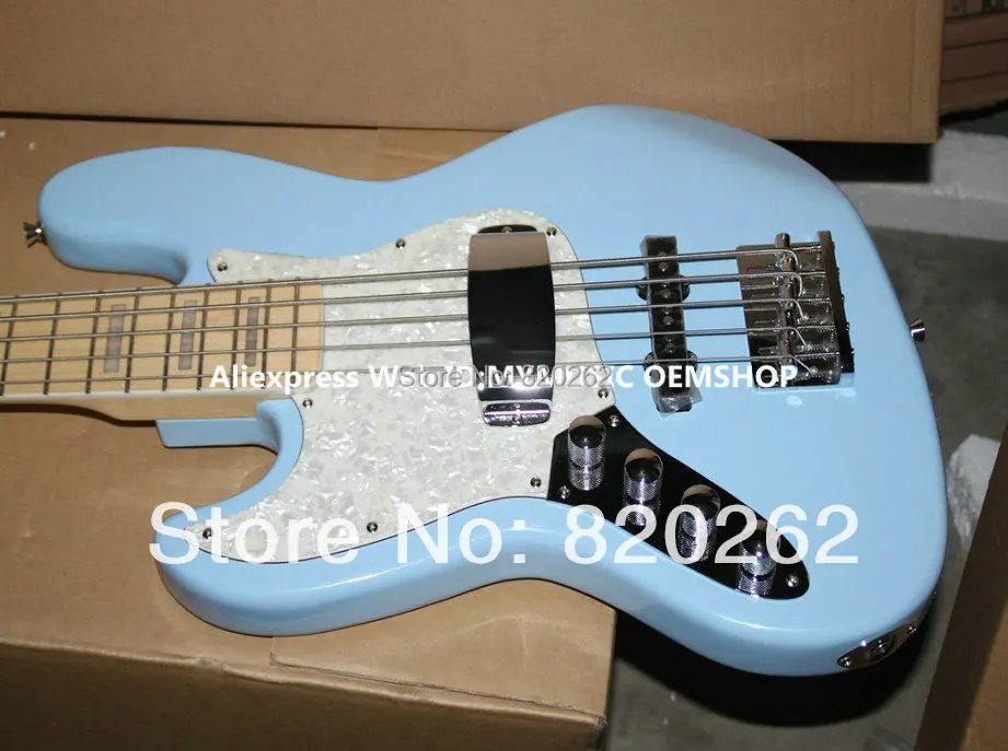 

Blue 5 Strings Left Handed Electric Bass Maple Fingerboard New Arrival Wholesale Guitars