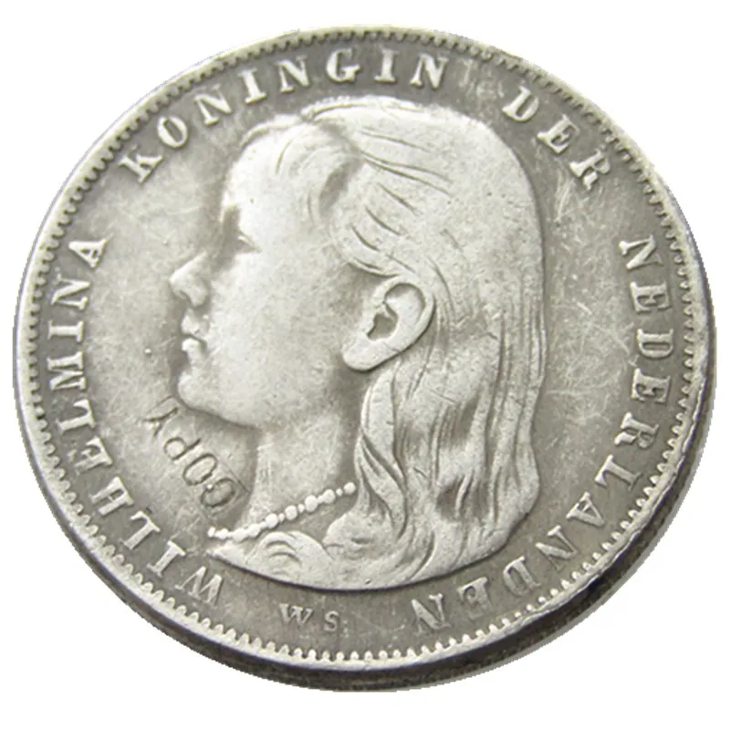 

NETHERLANDS WILHELMINA I 1892 1 GULDEN COIN, GRADES XF Copy Decorate Coin