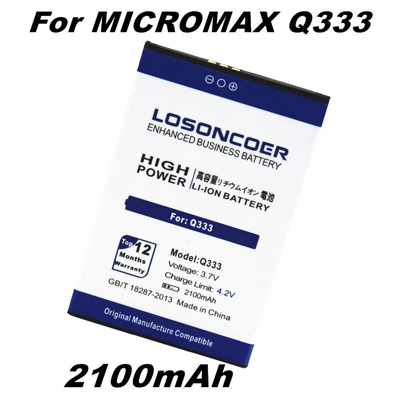 LOSONCOER 2100mAh Q333 батарея для Micromax мобильного телефона + номер отслеживания |