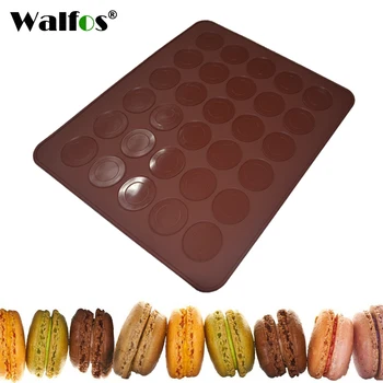 

WALFOS 1 pc 30 Holes Macarons Mat Round Shape Silicone Gel Pad Macarons Mat Fit To Oven Microwave Refrigerator Macaron Mat