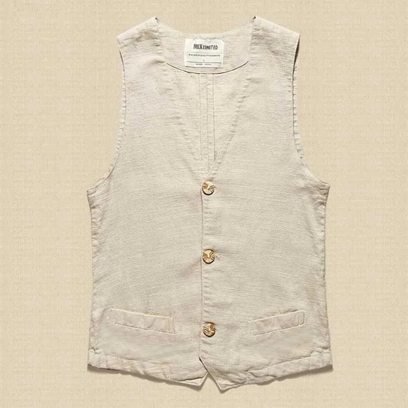 New Arrival Linen Vest for Summer Man's Vest 3 Button Thin Casual Waistcoat Men Slimming Suit Vest Male Clothing