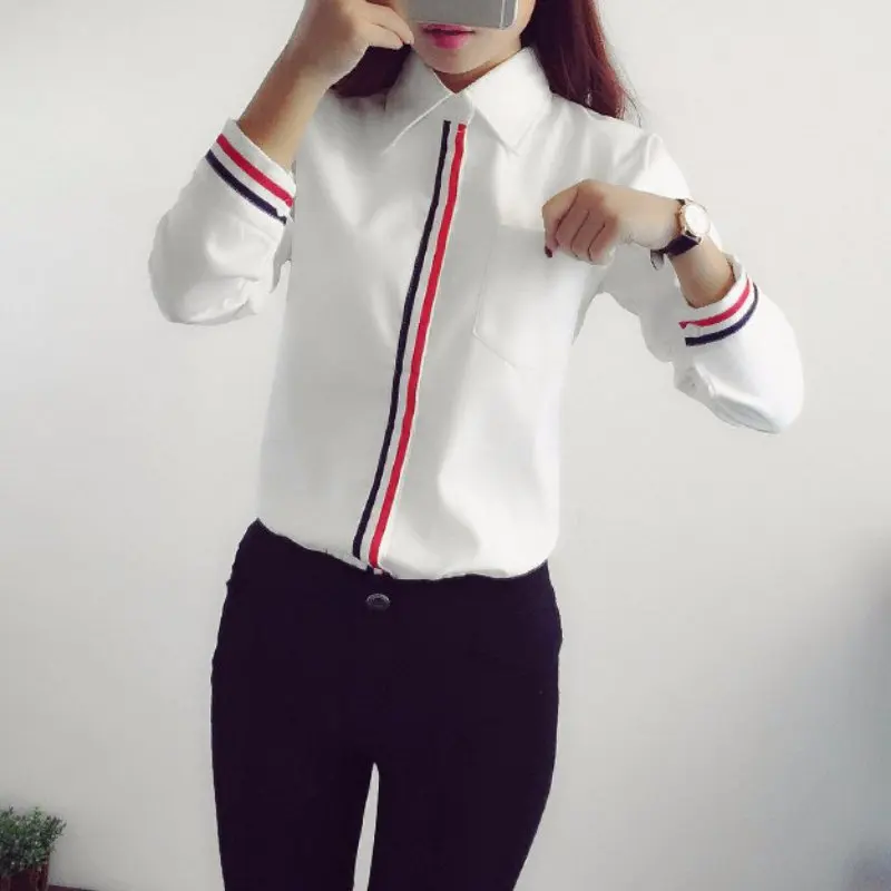 Meilleur Vêtements de travail Des Femmes Chemise En Mousseline de Soie Blusas Femininas Tops Dames Élégantes Formelle Bureau Blanc Blouse À Manches Longues Filles Chemises