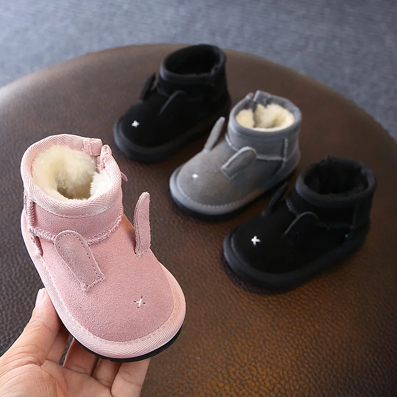 

Claladoudou 12-14CM Cute Cartoon Rubber Boots For Children Baby Girls Boys Warm Boots Kids Girls Genuine Leather Boots Toddler X