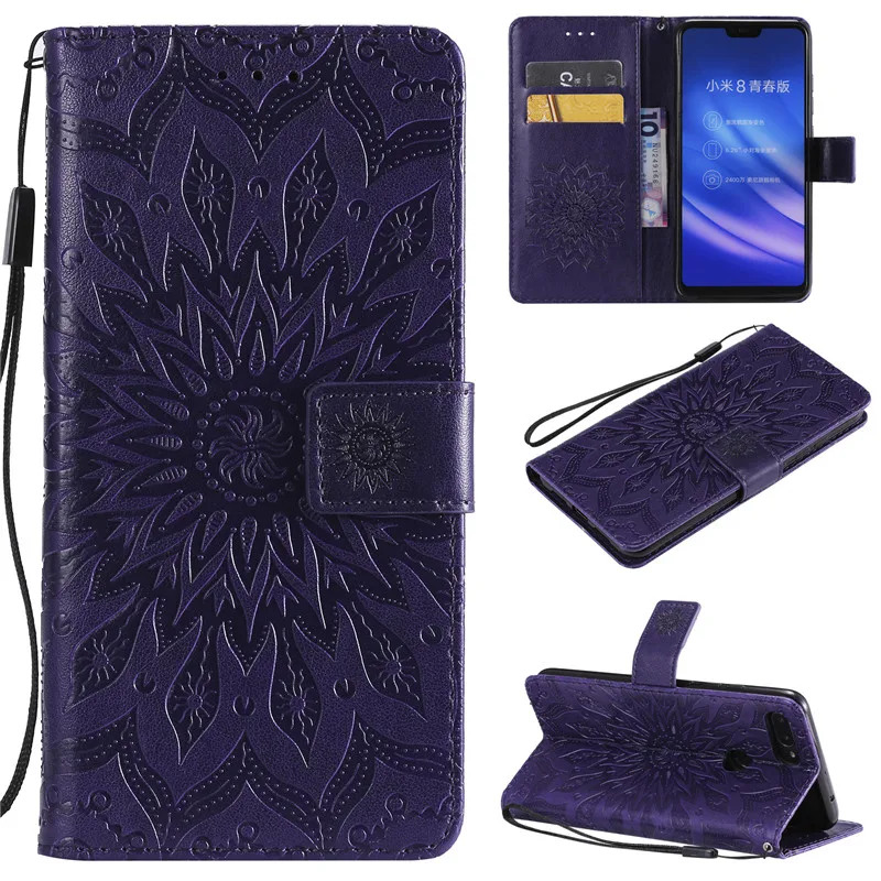 Magnetic PU Leather 3D Embossed Cat Tree Wallet Case For Xiaomi 8Lite Flip Wallet Phone Case Cover For Xiaomi 8Lite Case Coque (22)