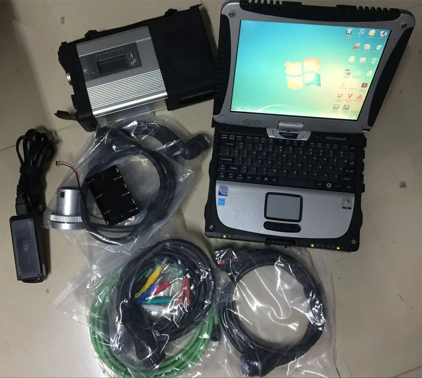 

mb diagnostic interface multiplexer and cables with cf19 laptop hdd super newest software full set 12v 24v ready to work