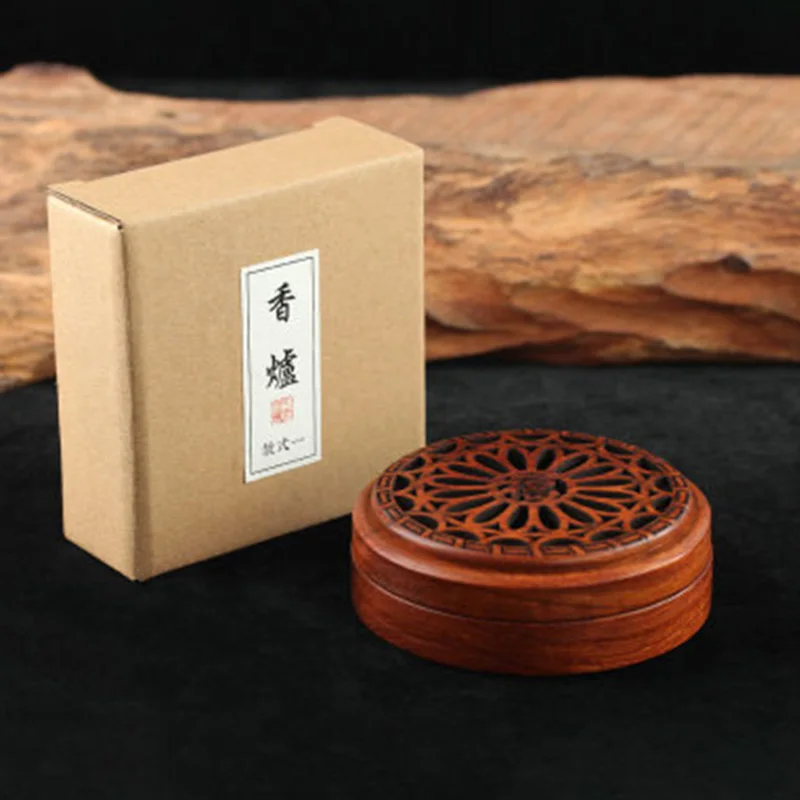 

Rosewood Incense burner Home decoration Wooden Base Crafts Gifts Household Mini Durable 9.2CM Tea House Practical