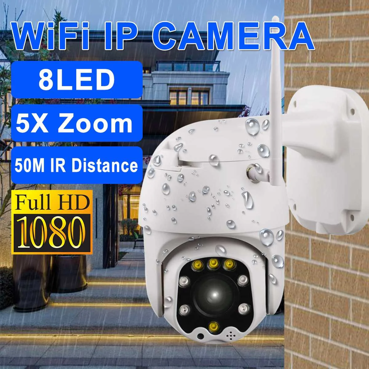 

5X Zoom Camera PTZ IP Camera POE 2MP 8LED HD 1080p PTZ Outdoor IP Pan Tilt IR Network Security Camera 50M IR Distance IP Camera