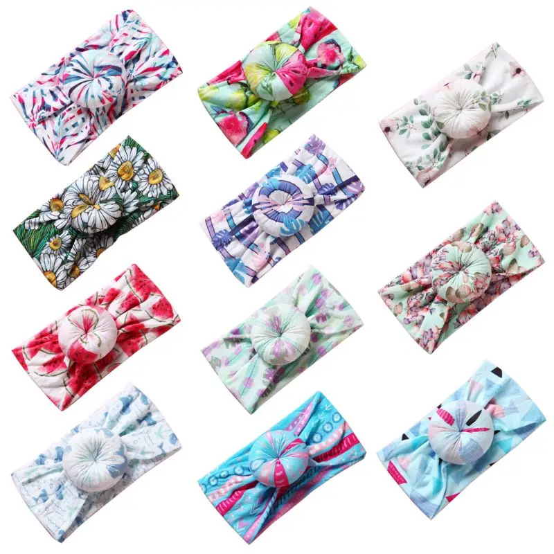

Creative Children Headdress Printed Round Ball Baby Hair Band Bohemian Seaside Style Girls Wide-brimmed Hair Accessories