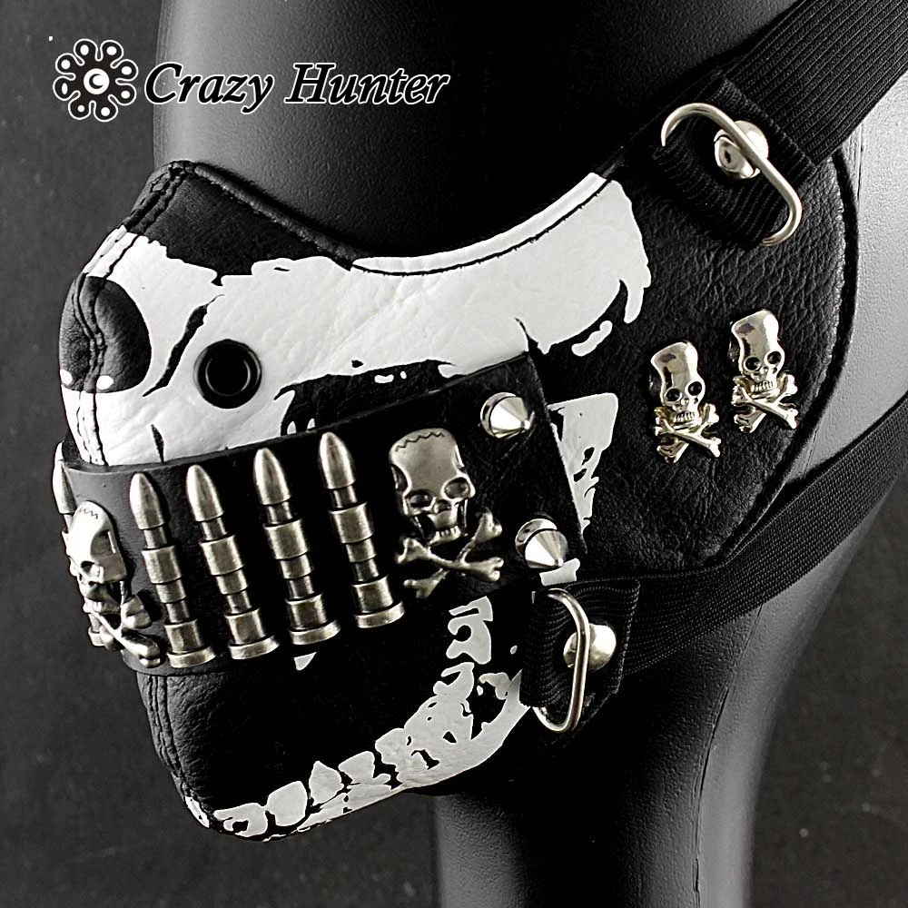 Bullet Mask Mens Punk Rock Biker Custome Hip Hop Motorcycle Black and White