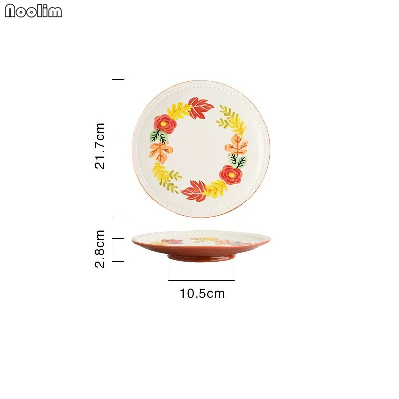NOOLIM жемчужный край керамическая рельефная ручная роспись цветы обеденная тарелка блюдо десерт тарелка для закуски торт тарелка украшение посуда - Цвет: C