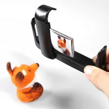 Meking Mobile Phone Holder Cellphone Clamp with Mirror for Selfie Stick Tripod Mini Table Stand Tiny Reflector for Marco Shoting