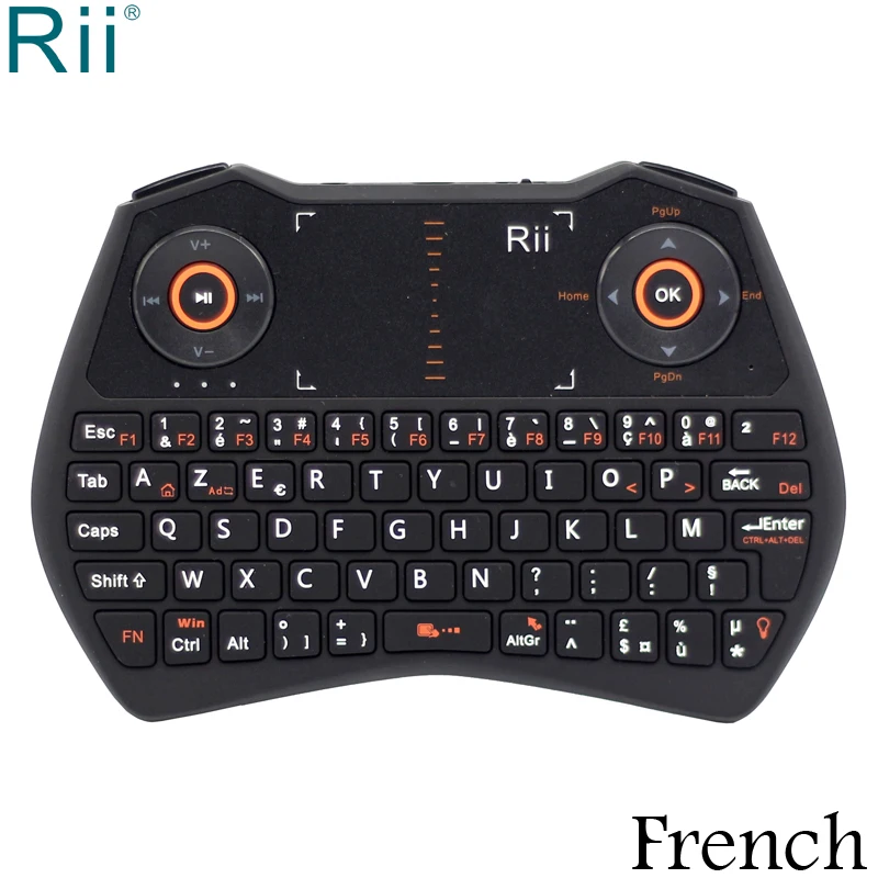 Rii i28 Французская клавиатура с подсветкой 2,4 ГГц мини беспроводная клавиатура Fly mouse с тачпадом для Android tv Box Мини ПК ноутбука
