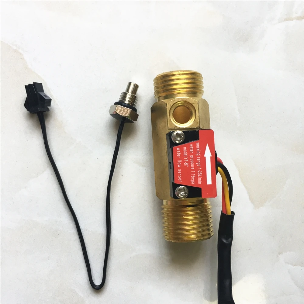 

G1/2"Brass Hall flow rate meter NTC temperature measurement g1/2 water flow sensor meter