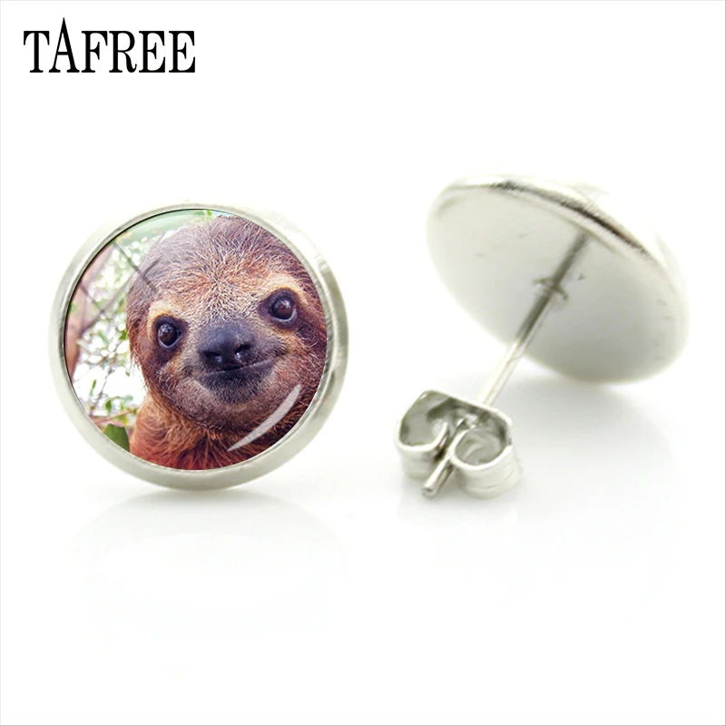 Женские серьги гвоздики с кабошонами TAFREE вечерние пусеты в виде ленивых животных