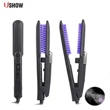 USHOW Профессиональный паровой без каблука Rron выпрямитель для волос щетки Быстрый нагрев Электрический Керамика Выпрямление Утюги кисти