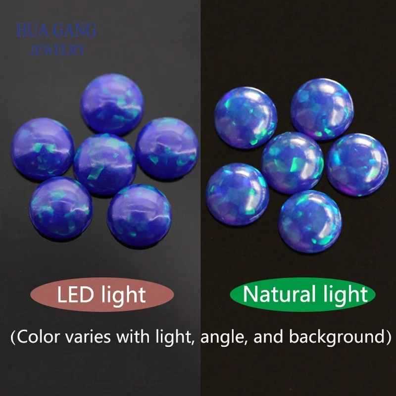 opal loose lab created gemstone round shape flat base stone cabochon created beads for jewelry making 3mm-8mm free shipping - Цвет: OP52