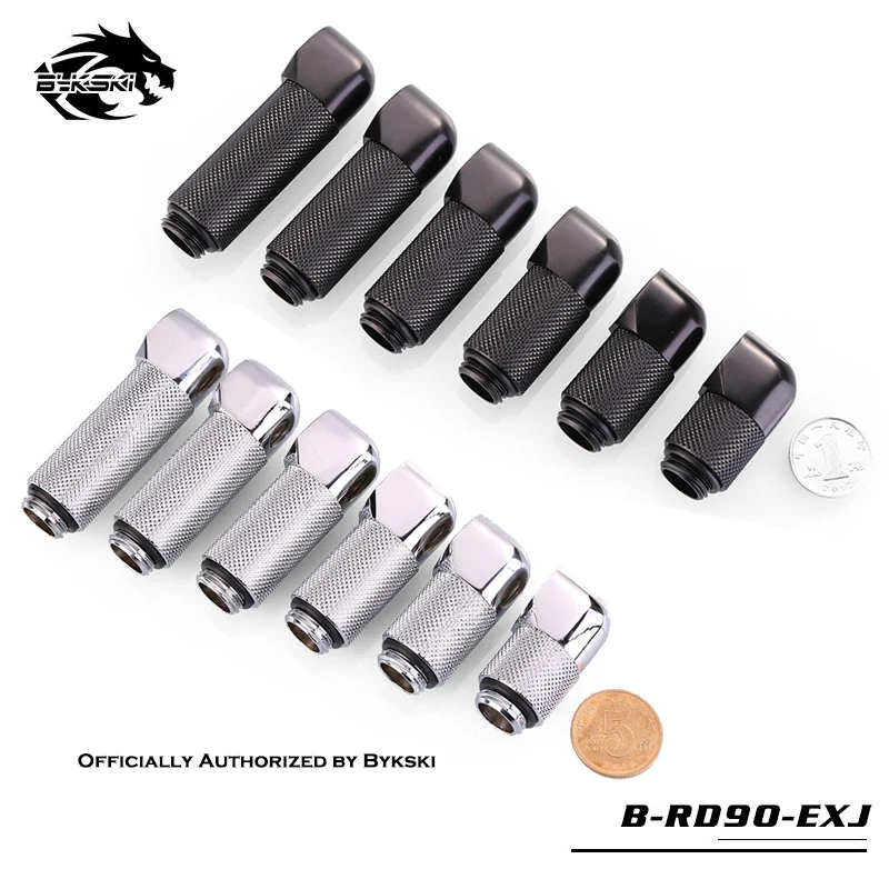 

BYKSKI B-RD90-EXJ Male to Female G1/4'' 90 Degree Rotary Fitting Extender Elbow 15/20/25/30/35/40mm Black&Silver Water Cooling