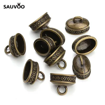 

SAUVOO 10pcs/lot Antique Silver/Antique Bronze Color Bracelets End Caps End Clasps Fit 10x6mm Round Leather Cord Jewelry Making