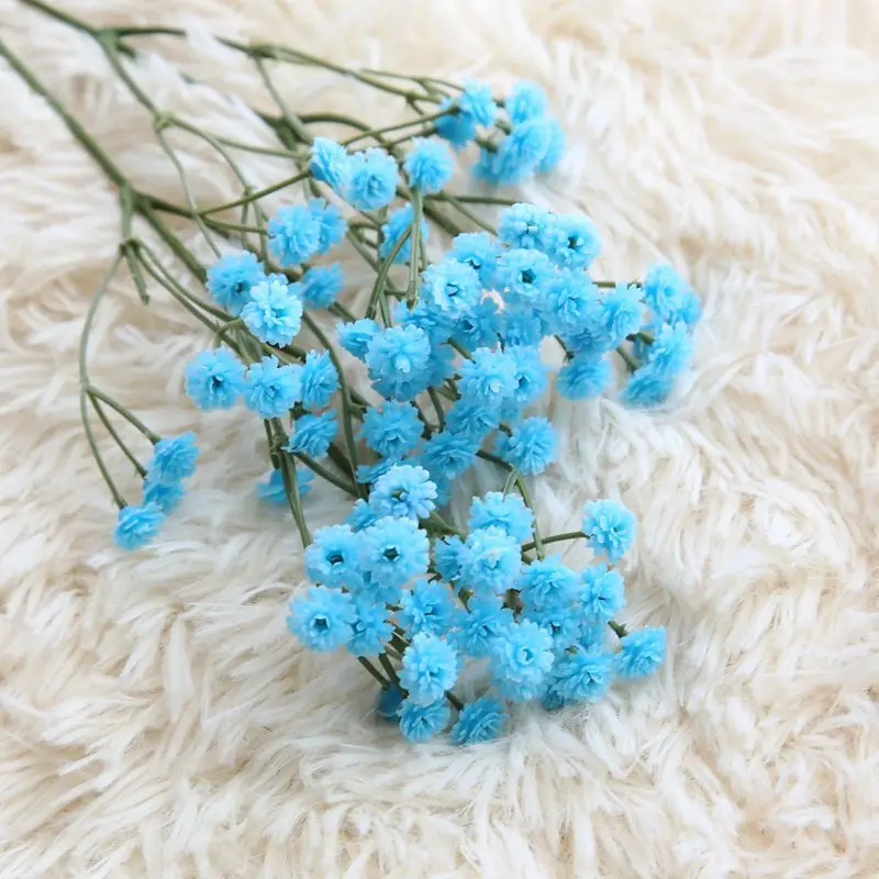 65 см искусственные цветы поддельные искусственные цветы Гипсофилы Свадебные украшения реквизит для фотосессии Цветочные головки ветви Флорес искусственные цветы - Цвет: blue