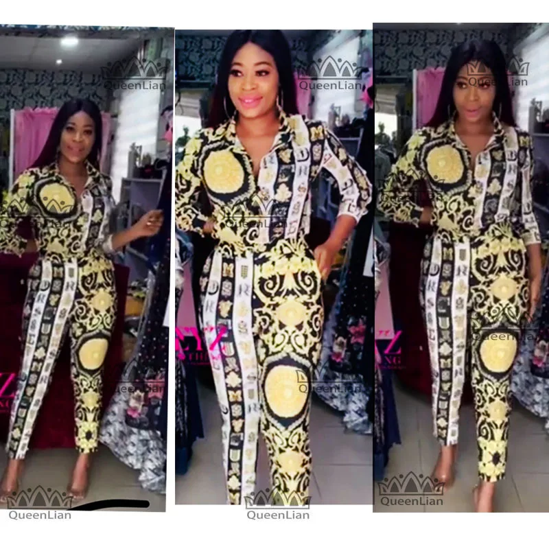 

2019 New Fashion(L-4XL) African Clothes For Lady Dashiki Top And Pants Suit Dress For Women CSTZ01#